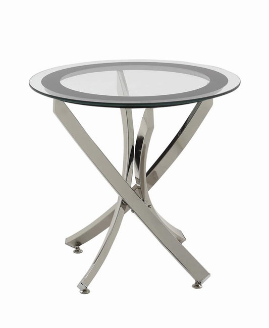 Glass Top End Table Chrome And Black