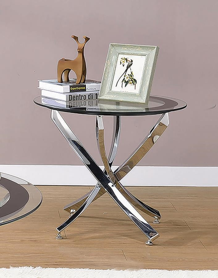 Glass Top End Table Chrome And Black