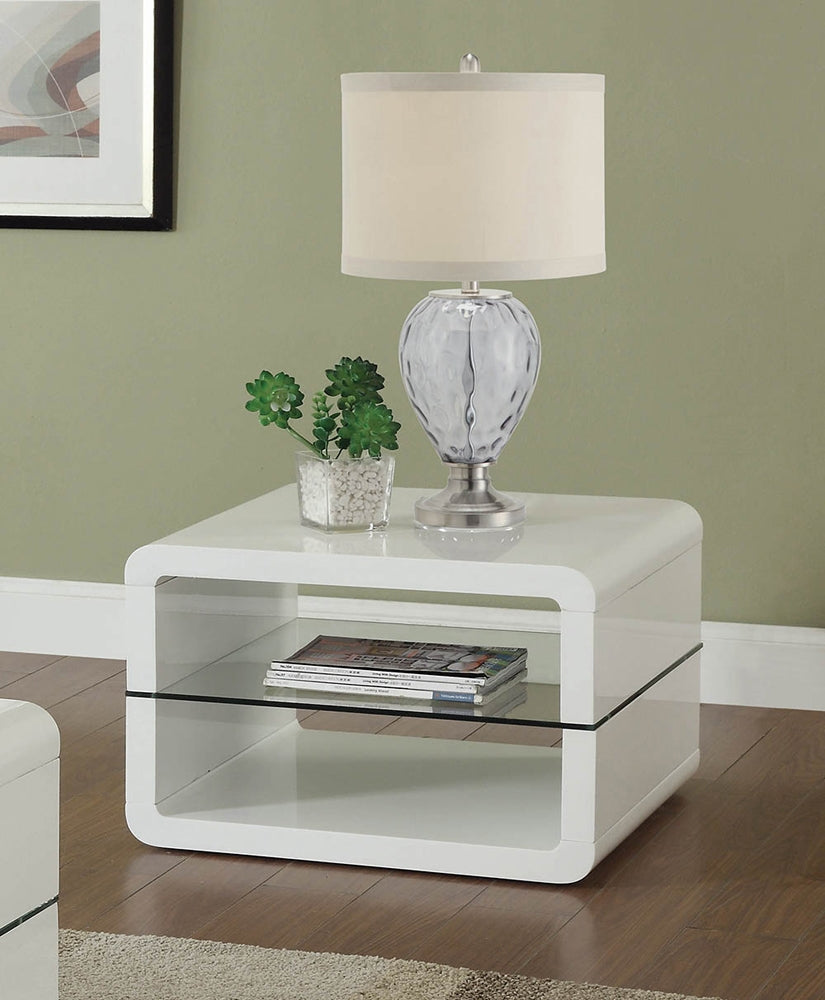 Mailif Contemporary Glossy White End Table