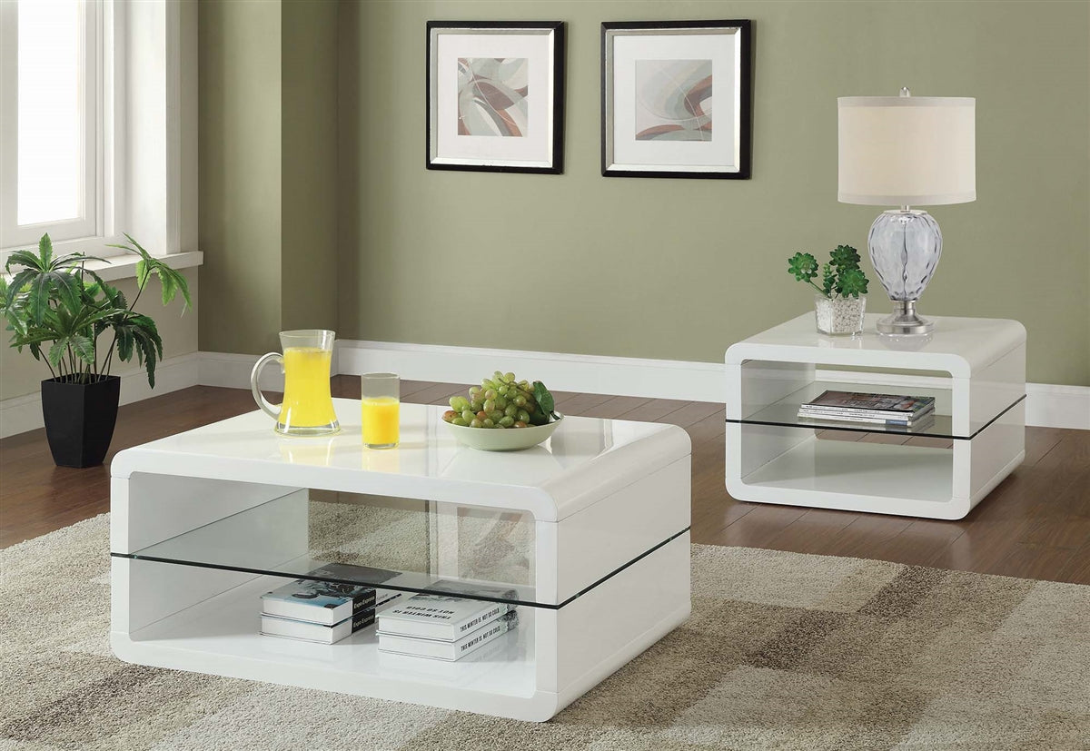 Mailif Contemporary Glossy White Coffee Table