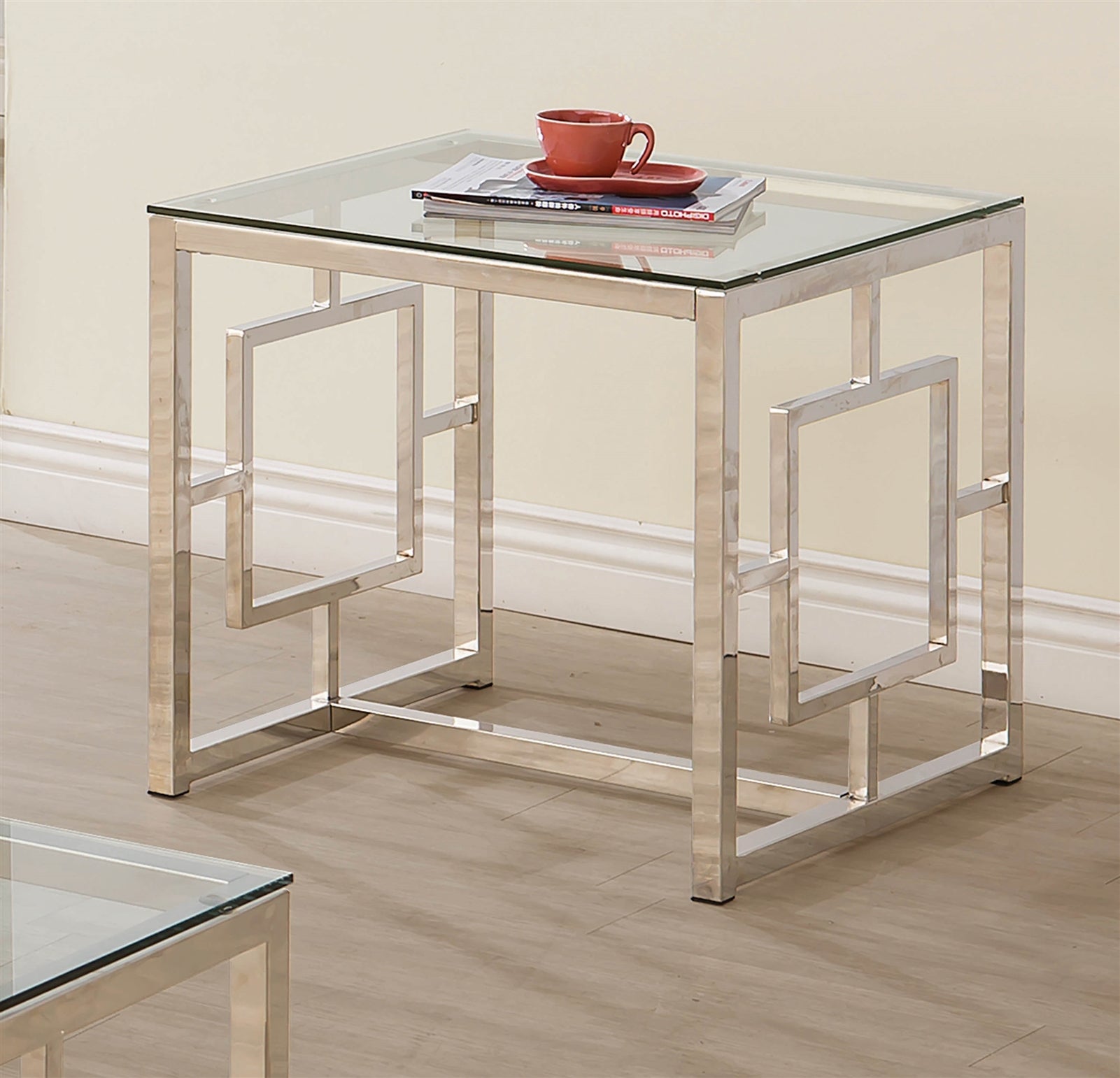 Contemporary End Table in Nickel Finish