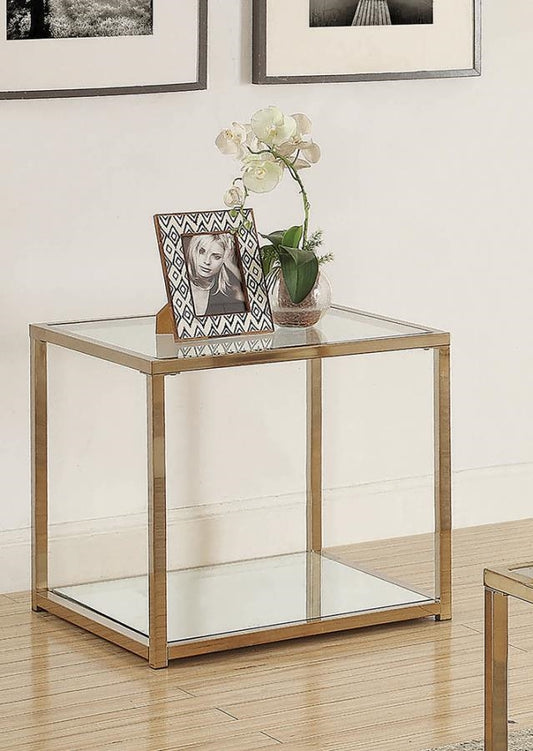 End Table With Mirror Shelf Chocolate Chrome