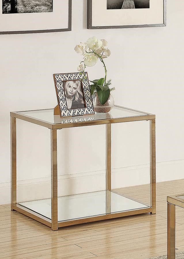 End Table With Mirror Shelf Chocolate Chrome
