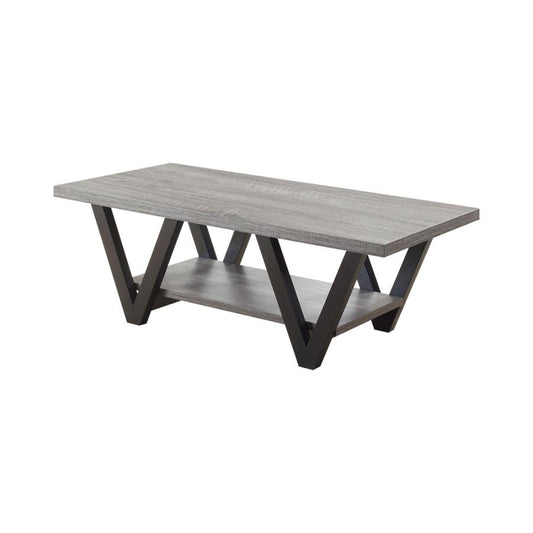 Higgins V-Shaped Coffee Table Black And Antique Grey