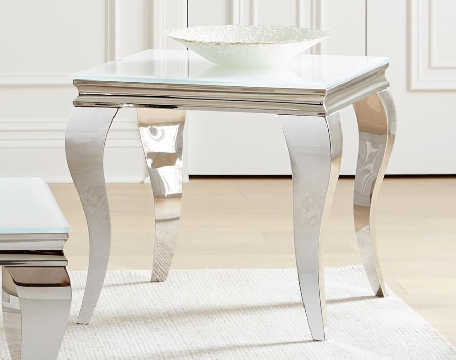 Living Room End Table in Chrome Stainless Steel
