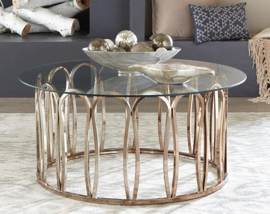 Round Coffee Table Chocolate Chrome And Clear