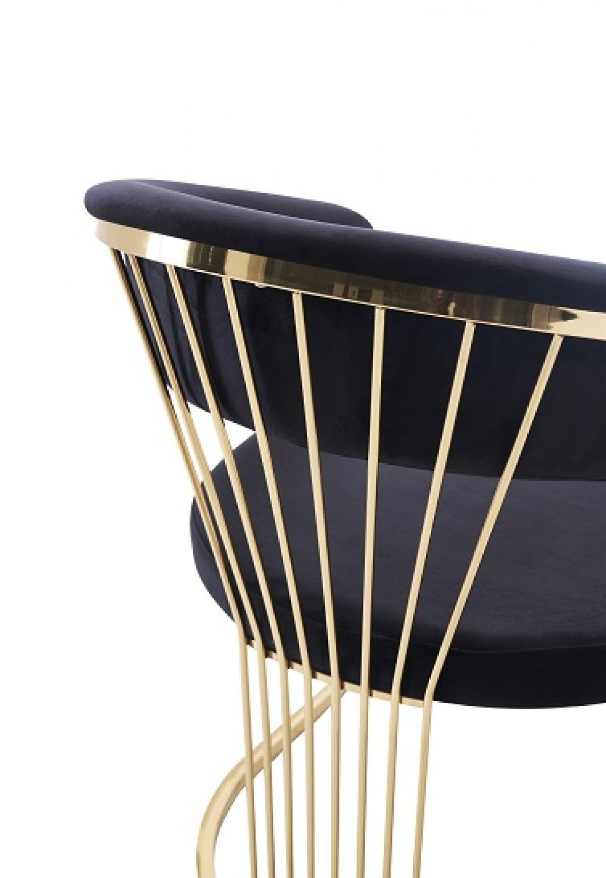 Modrest Linda Modern Black Velvet and Gold Dining Chair