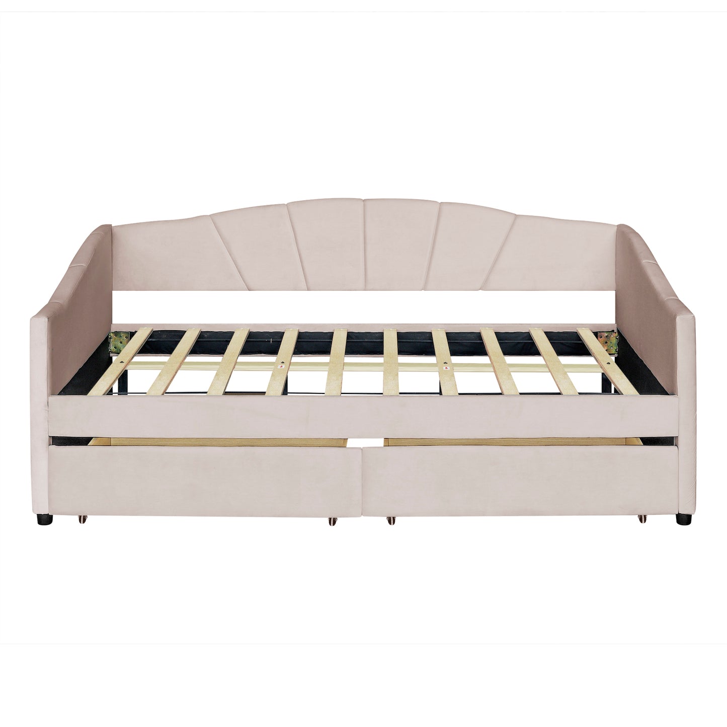 Homey Life Upholstered daybed Twin Size with Two Drawers and Wood Slat ,Beige