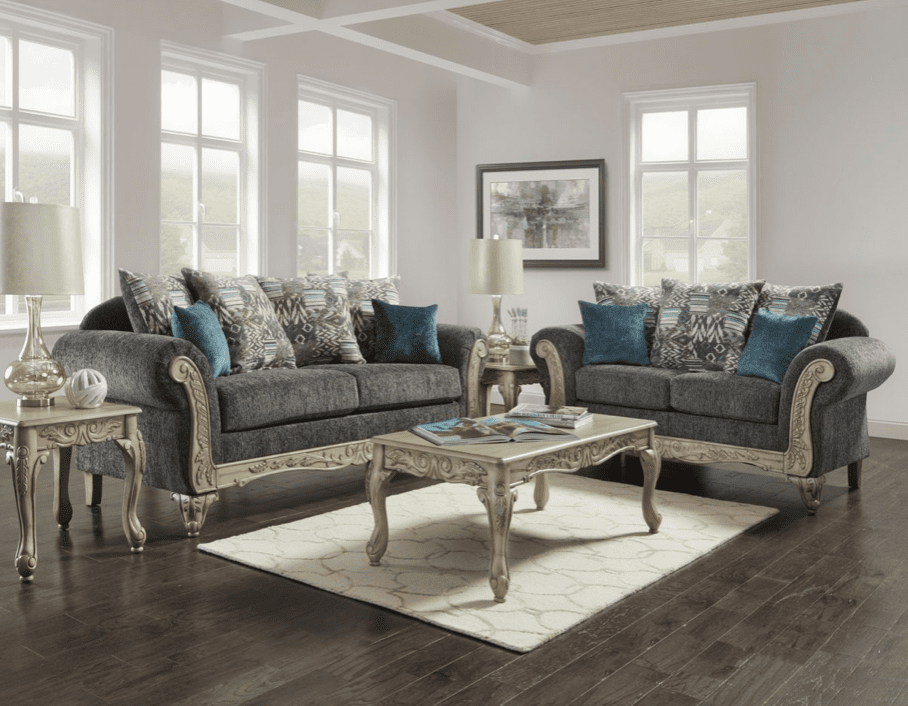 Page Traditional Rolled Arm Sofa in Gray Chenille
