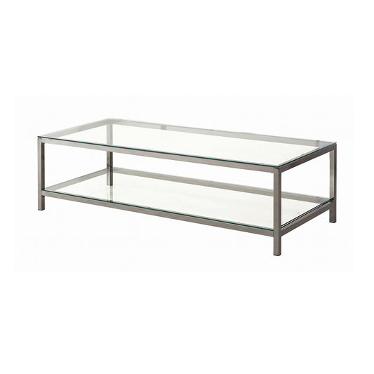 Ontario Coffee Table With Glass Shelf Black Nickel
