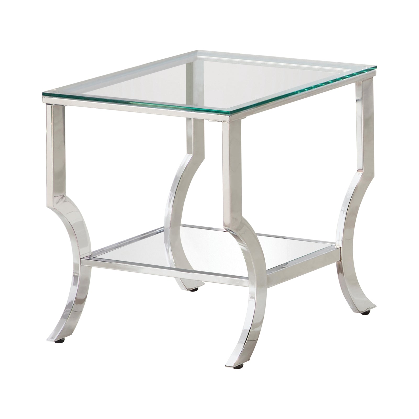 Square End Table With Mirrored Shelf Chrome