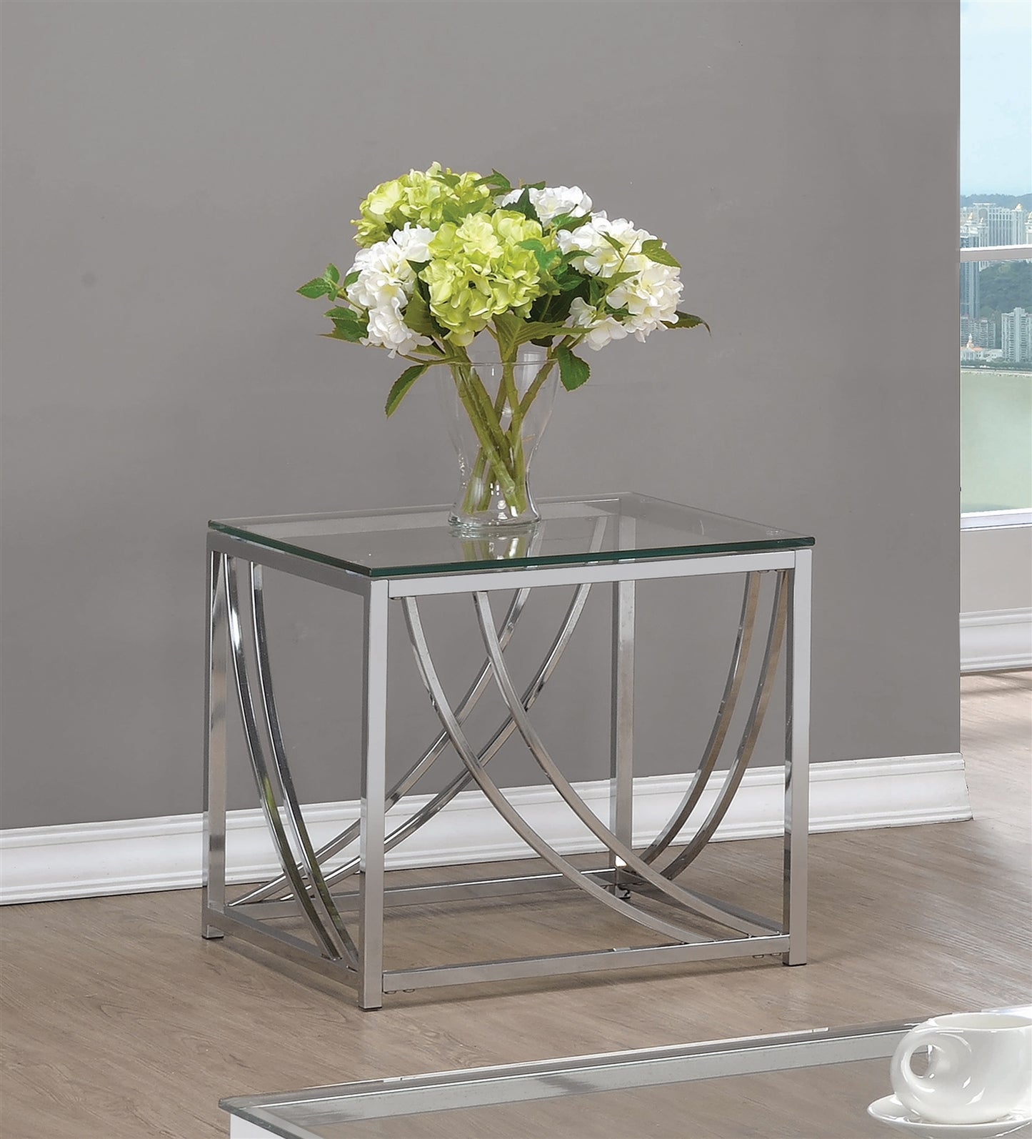 Glass Top Rectangular End Table Accents Chrome