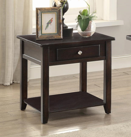 Square 1-Shelf End Table Walnut
