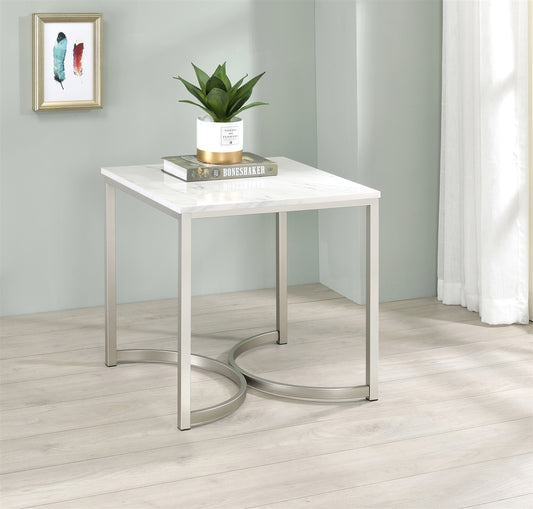 Any Modern White Faux Marble Coffee Table