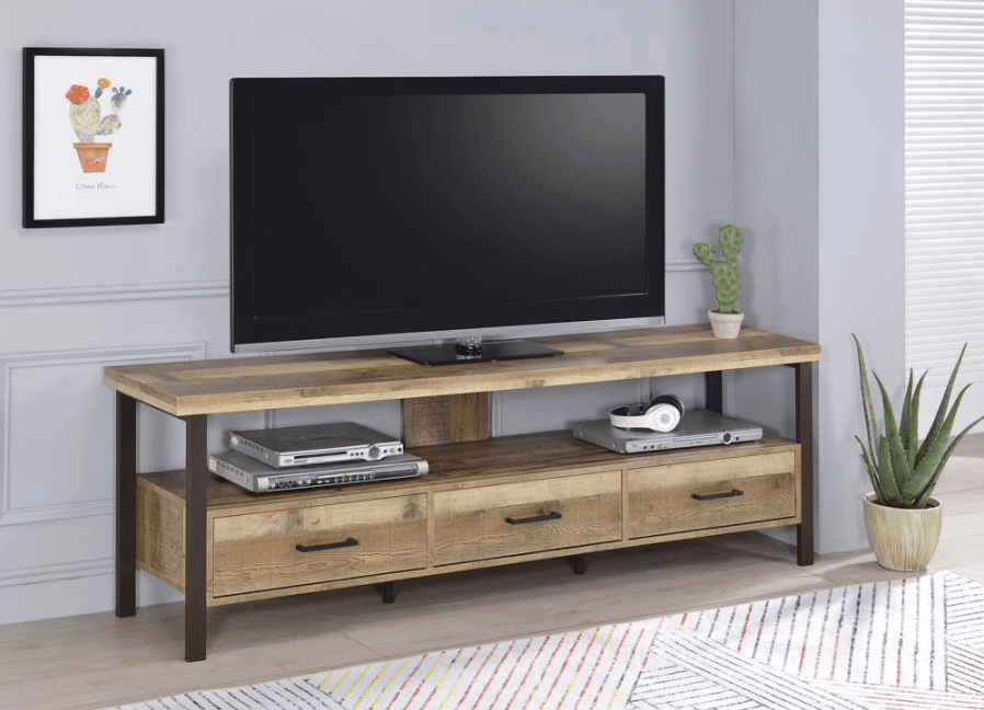 71" 3-Drawer TV Console Weathered Pine