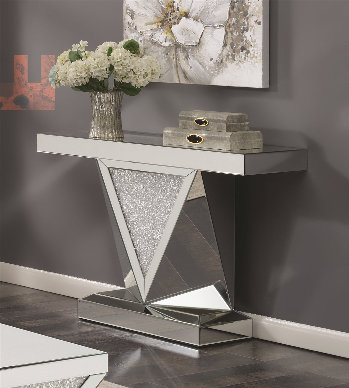 Marz Glitter-Infused Glam Style Sofa Table