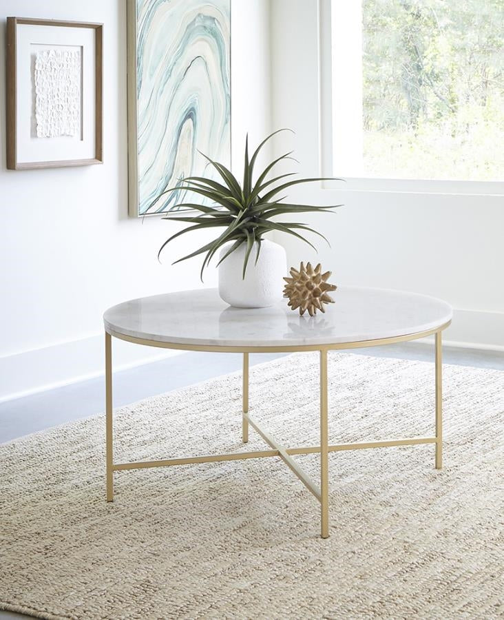 Modern Genuine White Marble Coffee Table