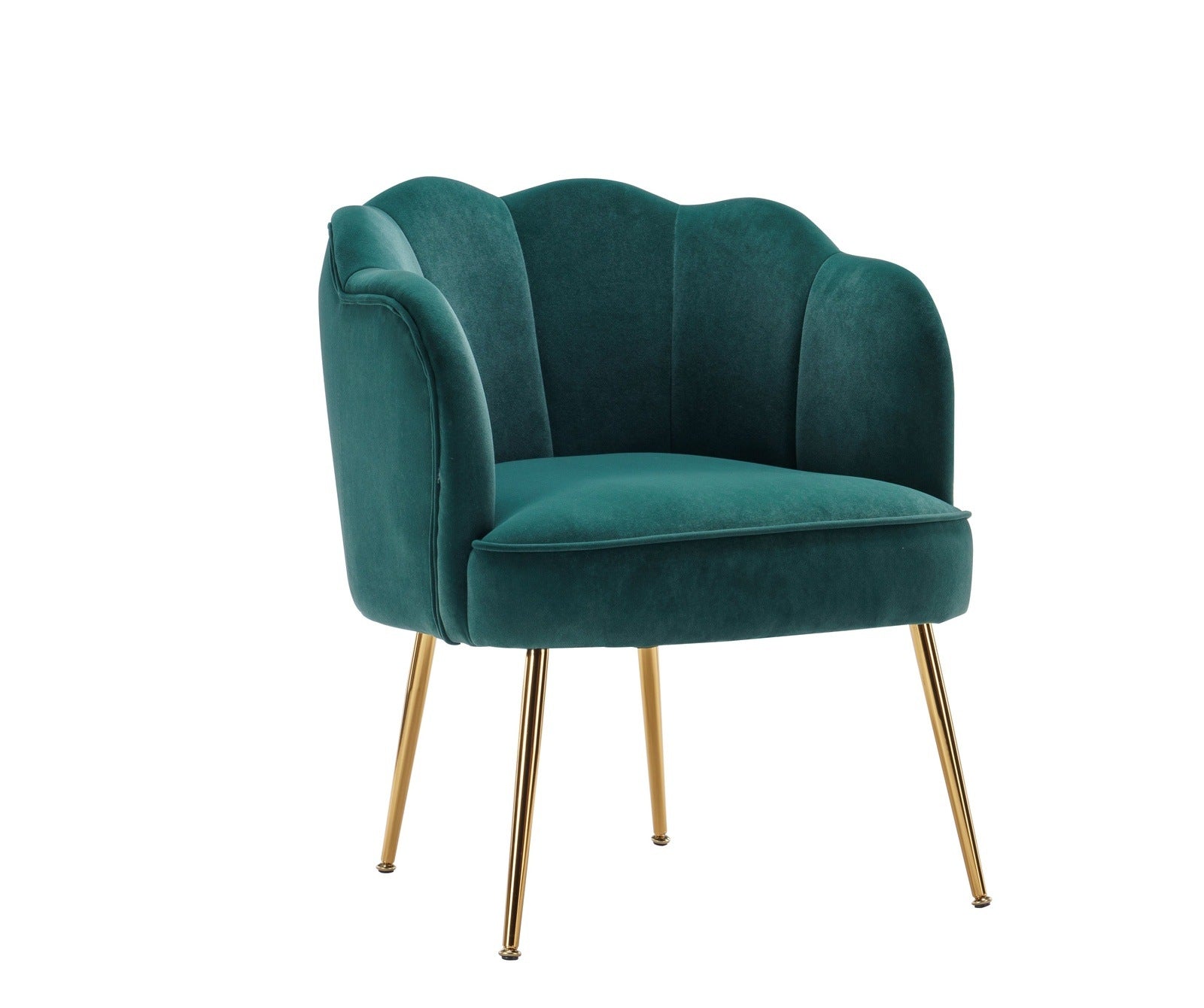 Green Shell shape velvet fabric Armchair accent chair with gold legs