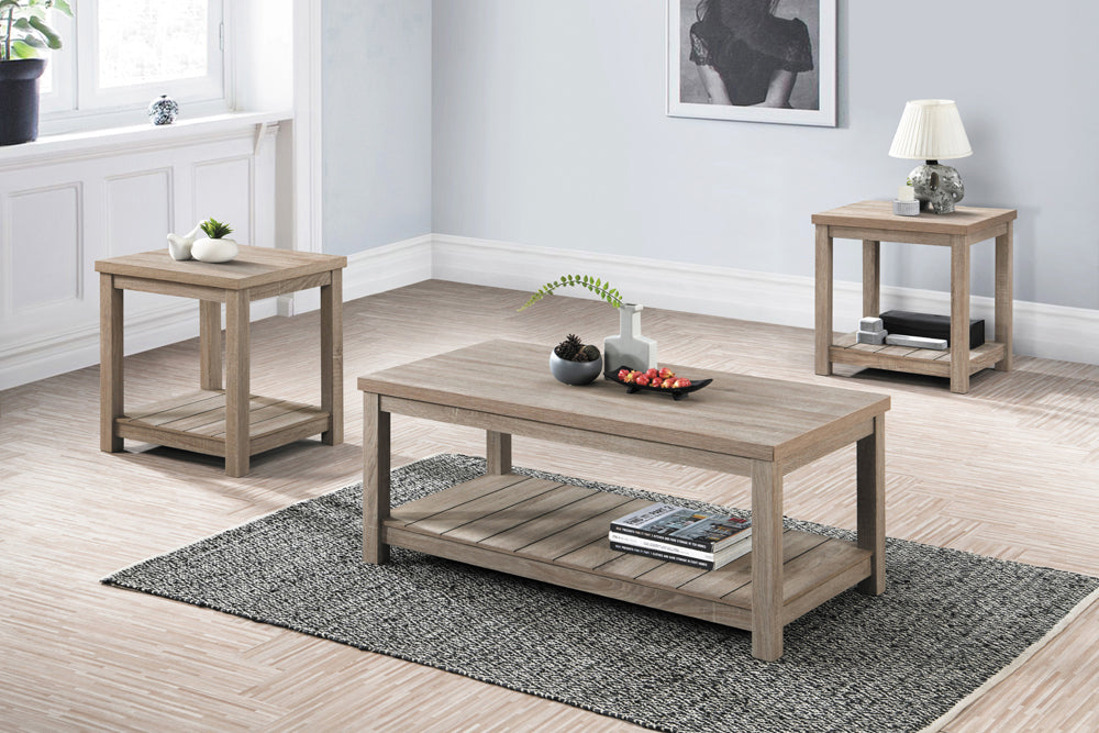 3-piece Occasional Set with Open Shelves Greige