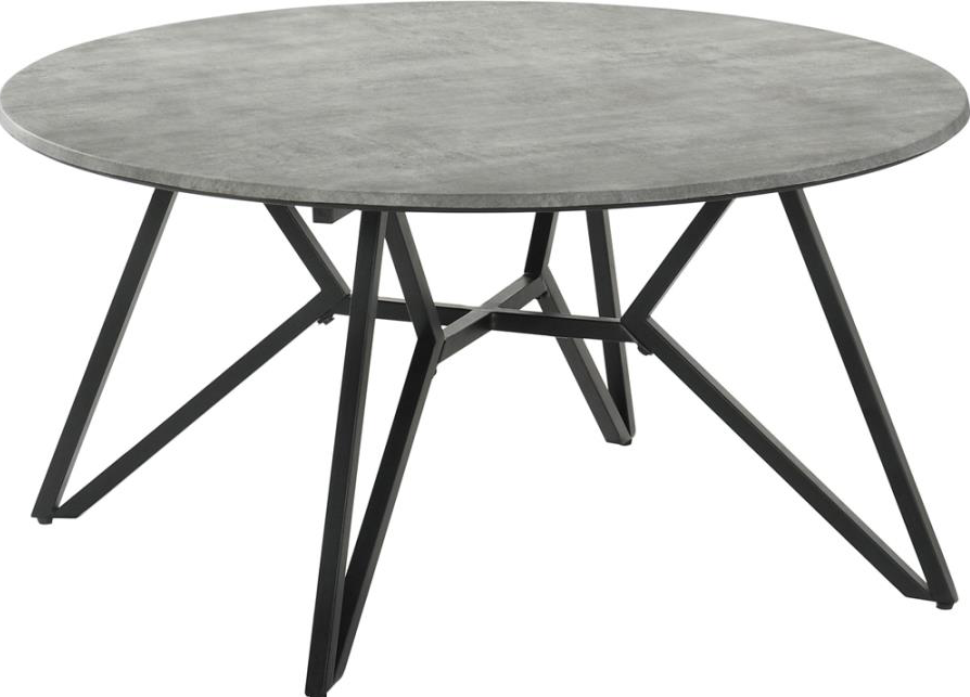 Round Coffee Table with Hairpin Legs Cement and Gunmetal
