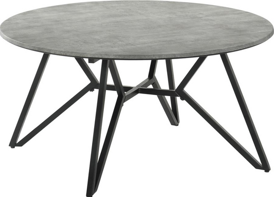 Hadi Round Coffee Table with Hairpin Legs Cement and Gunmetal