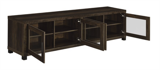 Rectangular TV Console with Glass Doors