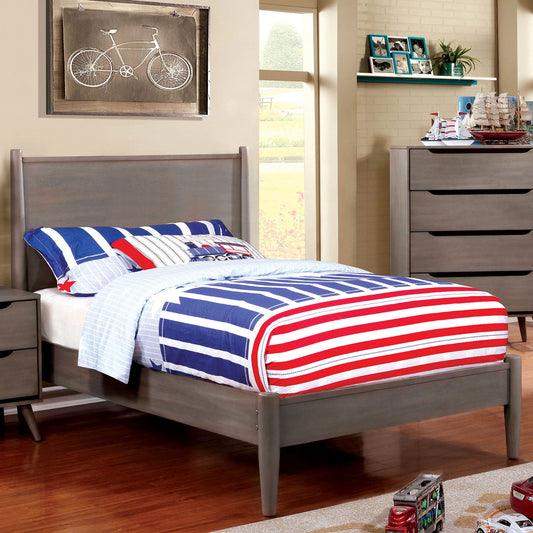 Lennart II Grey Finish Mid-Century Modern Twin Platform Bed
