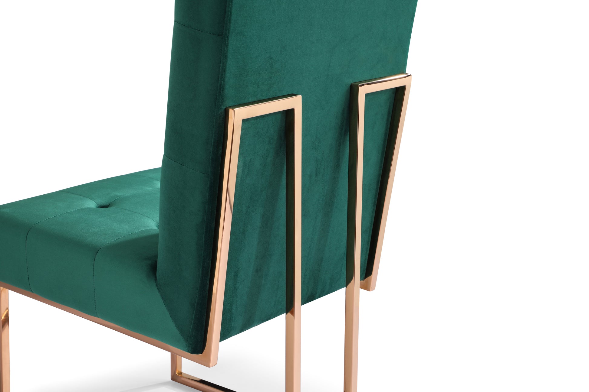 Modrest Legend Modern Green Velvet & Rose Gold Dining Chair Set of 2