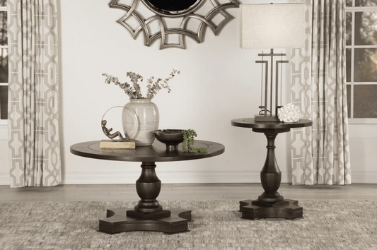Round End Table with Pedestal Base Coffee