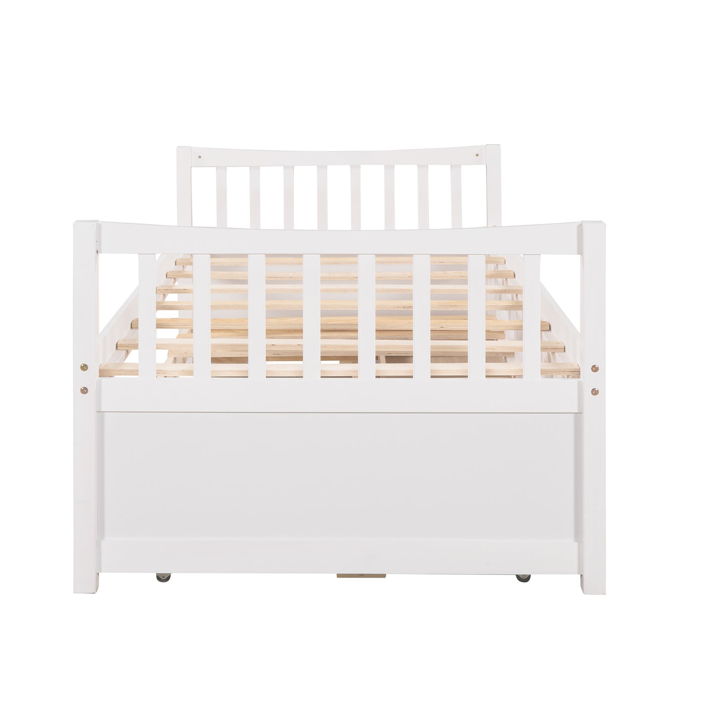 Homey Life Twin Daybed with Trundle & Storage - White