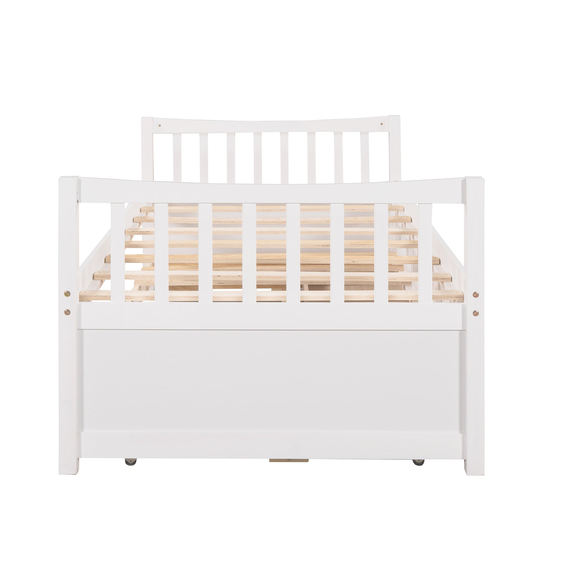 Homey Life Twin Daybed with Trundle & Storage - White