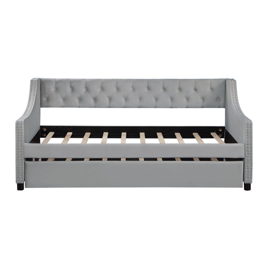 Monica Contemporary Twin Size Daybed & Trundle Set - Gray