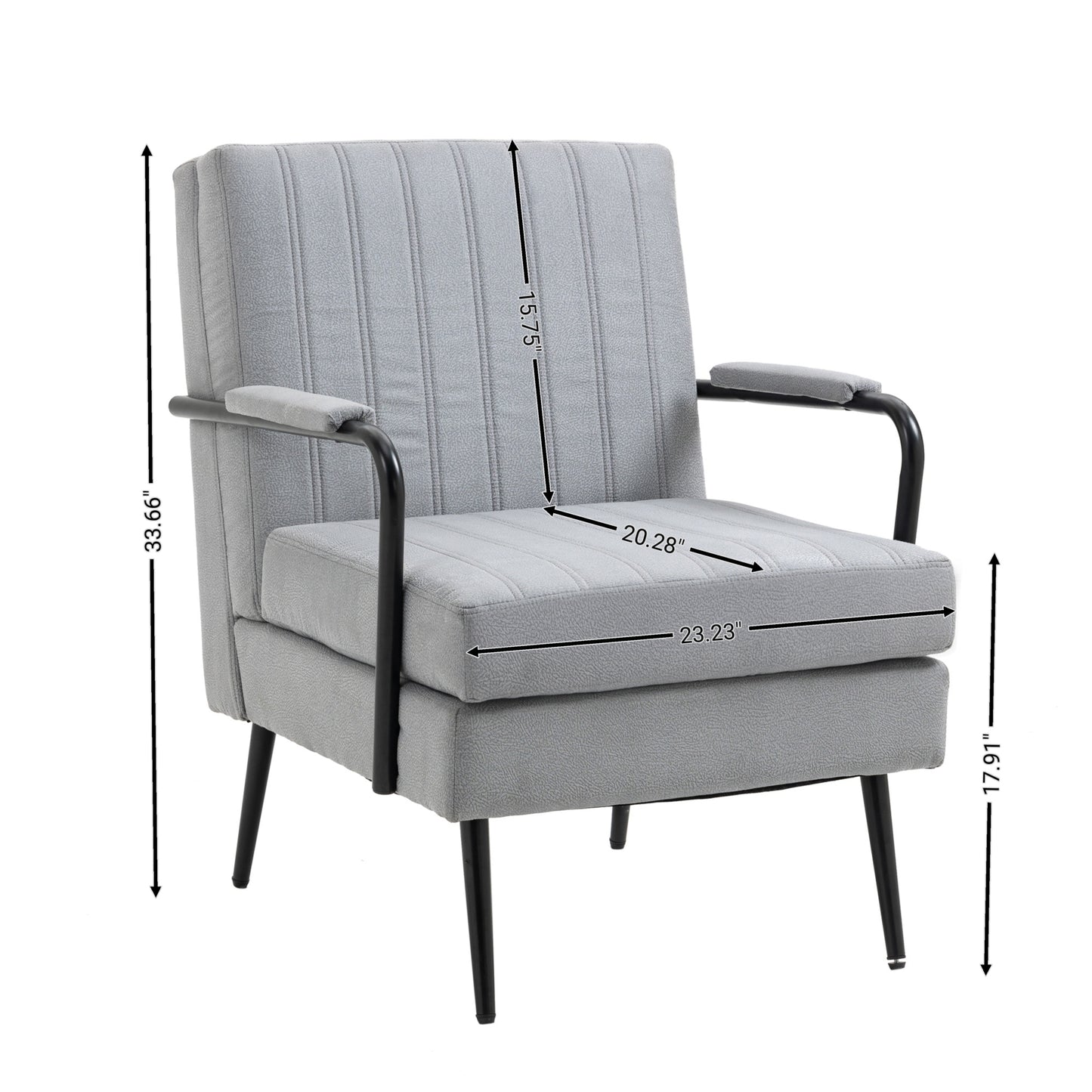 Mid-Century Modern Accent Chair Armchair, Lounge Chair Reading Chair with Metal Leg for Living Room Bedroom Office, Grey