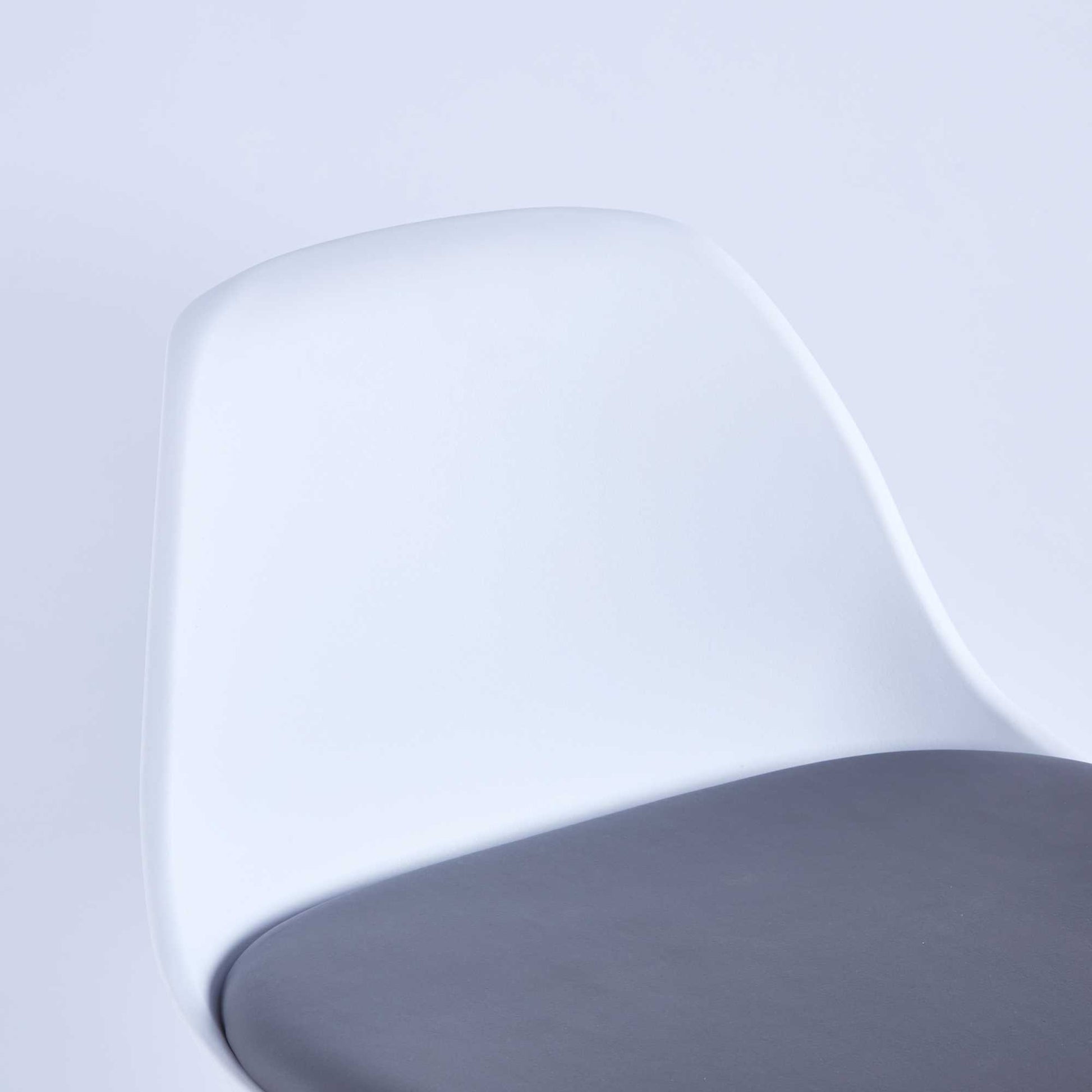 Mid-Century Modern Bar Stools with White Plastic Seat & PU Cushion Set of 2