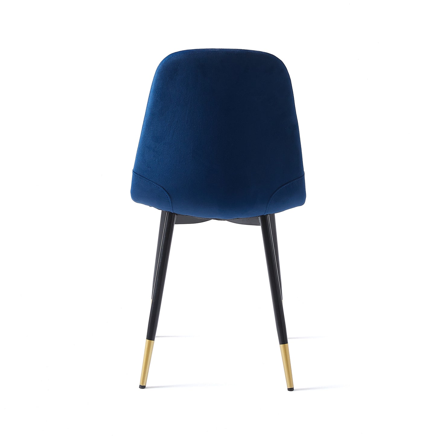 Blue Velvet Dining Side Chairs with Gold Tipped Legs Set of 4