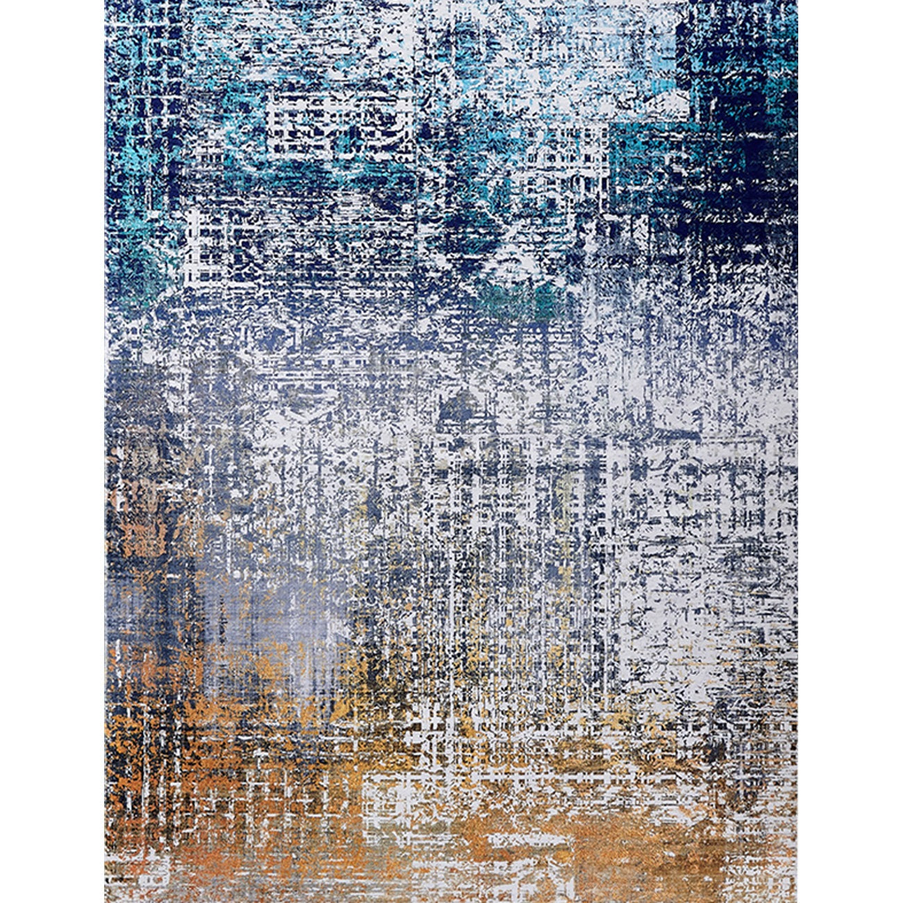 ZARA Collection Abstract Design Turquoise Gray Rust Machine Washable Super Soft Area Rug
