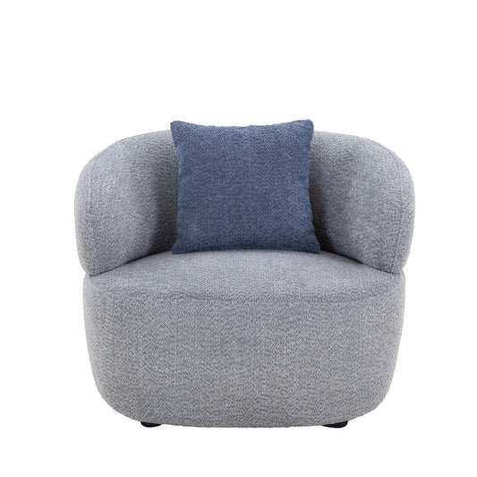 Half Moon Shape Swivel Barrel Chair in Gray Boucle