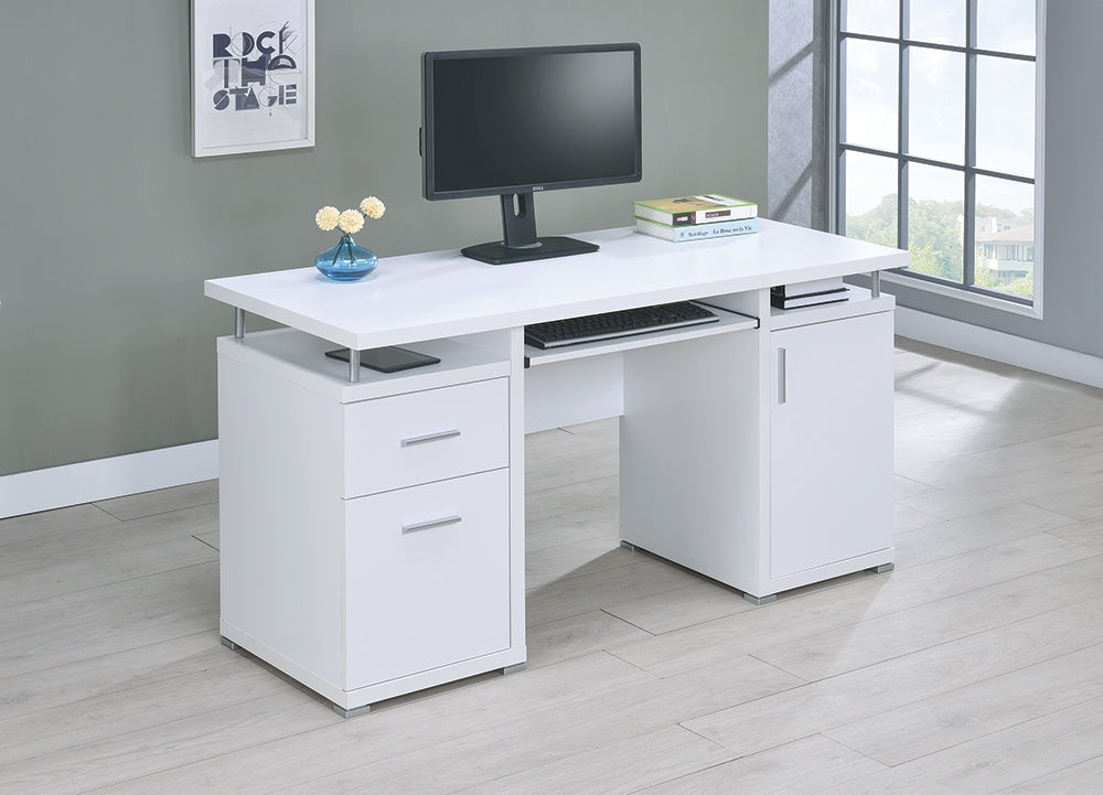 Tracy 2-Drawer White Finish Computer Desk