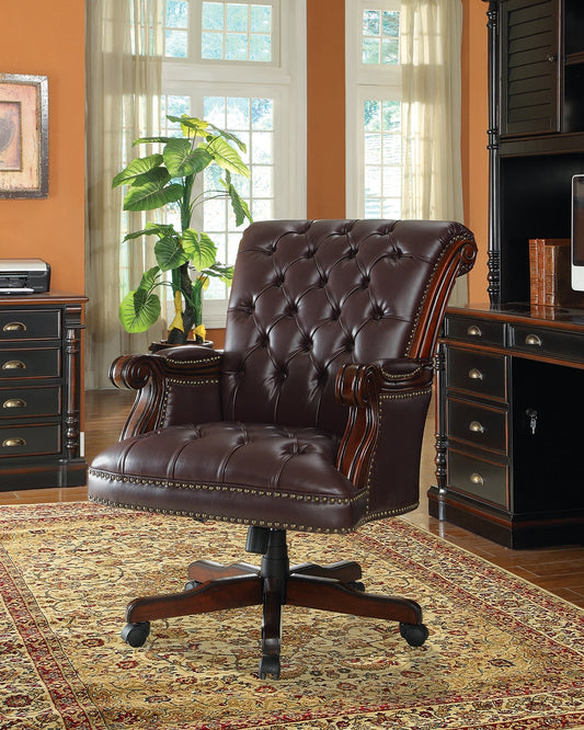 Park Traditional Brown Tufted Leatherette Executive Chair