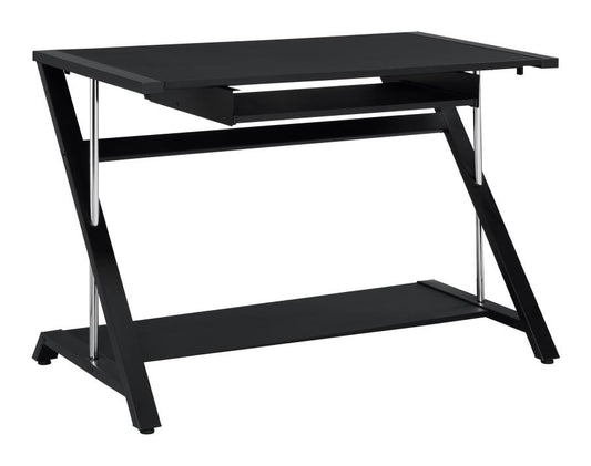 Mallet Computer Desk With Bottom Shelf Black