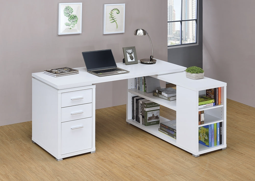 Yvette L-Shape White Office Desk