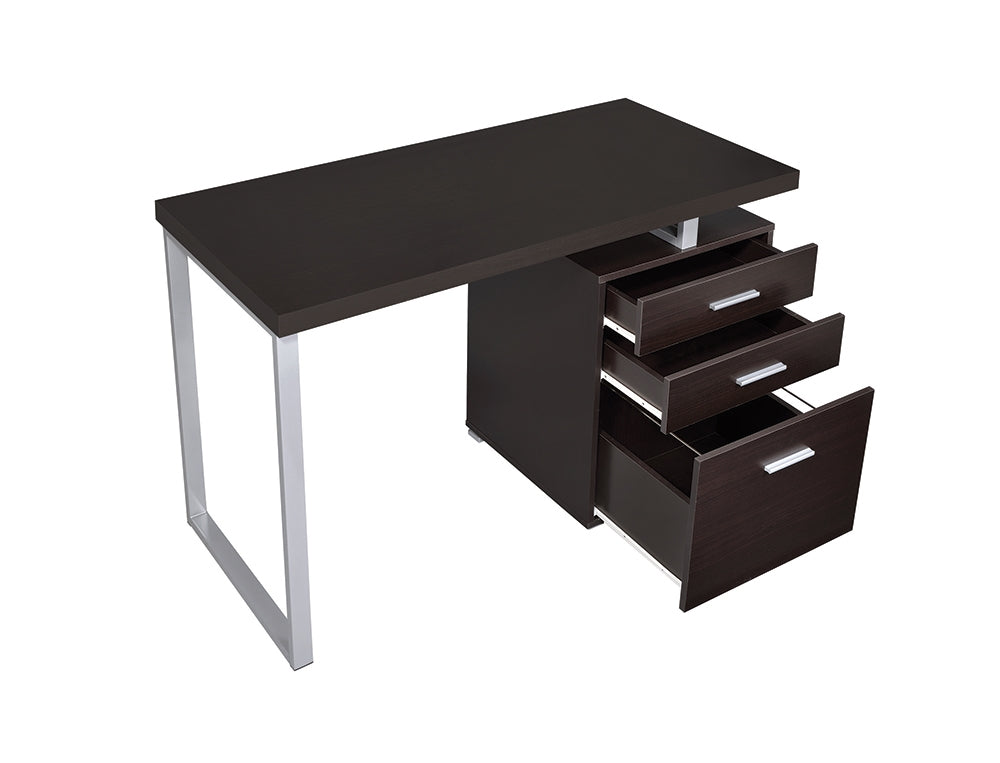 Hilliard 3-Drawer Modern Cappuccino Office Desk