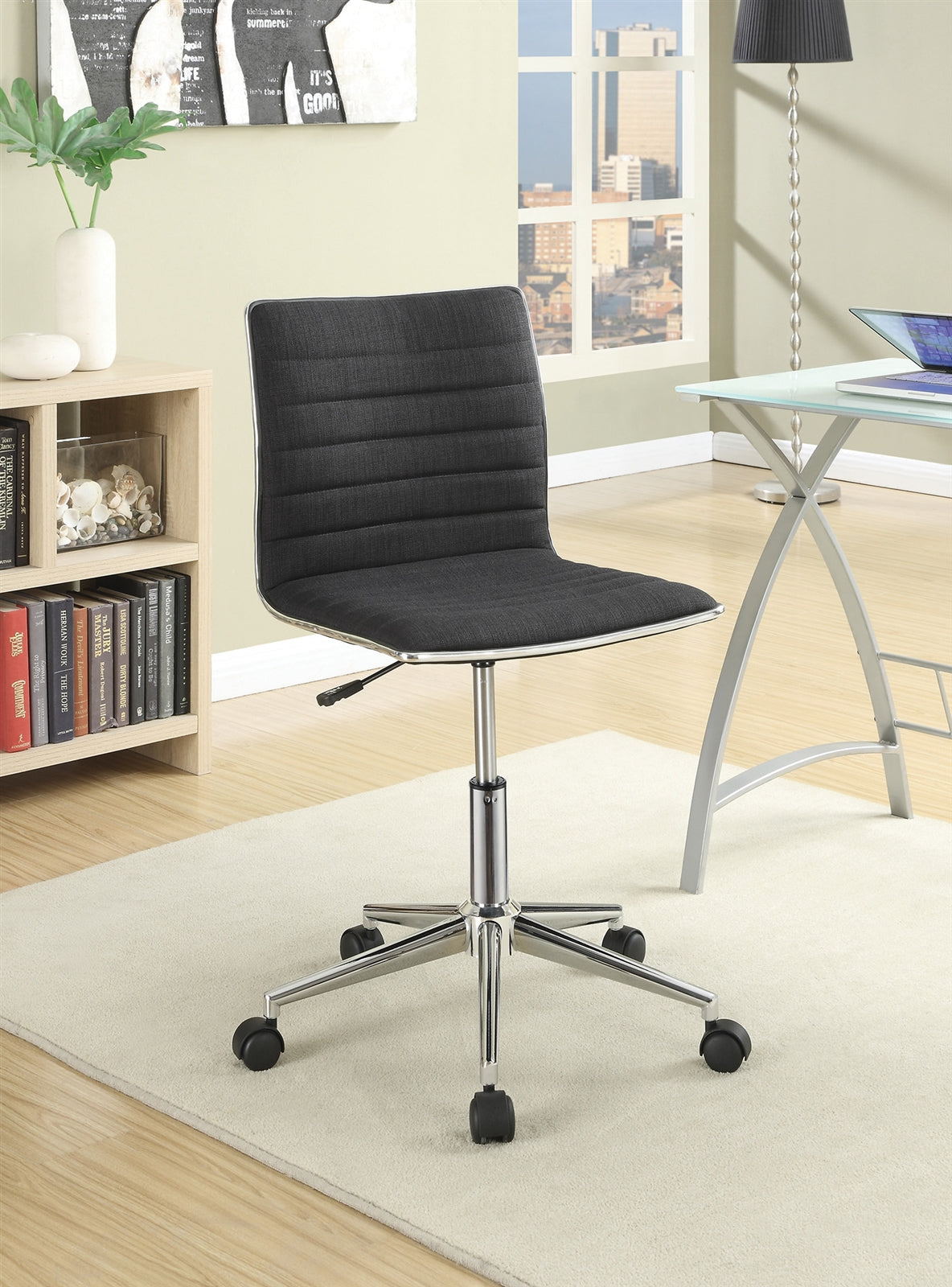 Modern Black Fabric Upholstered Office Chair