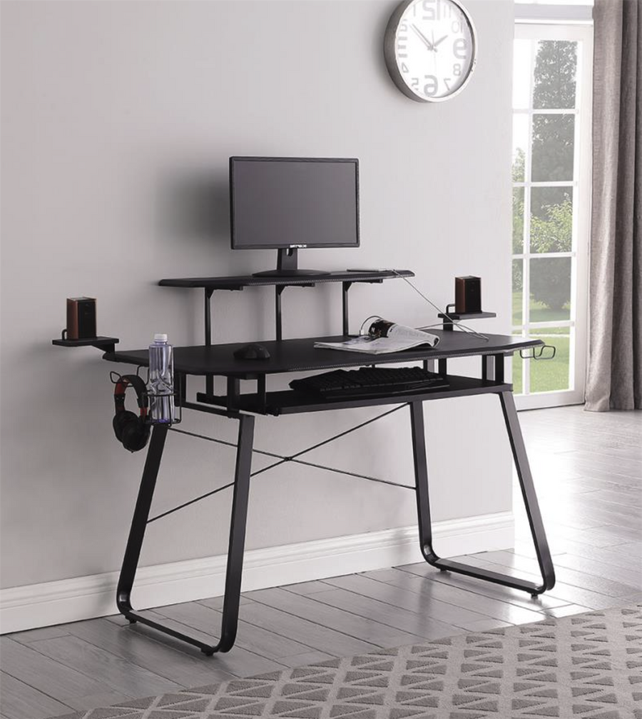Alfie Gaming Desk with USB Ports Gunmetal