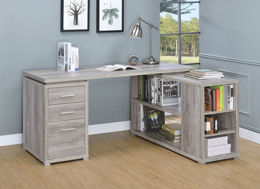 Yvette L-Shape Weathered Driftwood Finish Office Desk