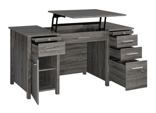 Dylan Lift Top Office Desk in Weathered Gray