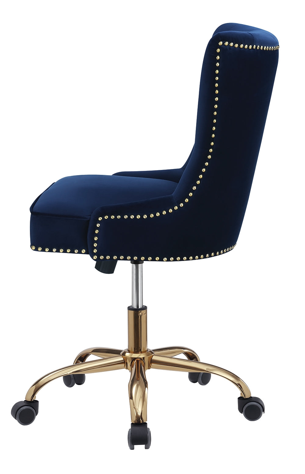 Targa Blue Velvet Office Chair with Brass Accent Trim