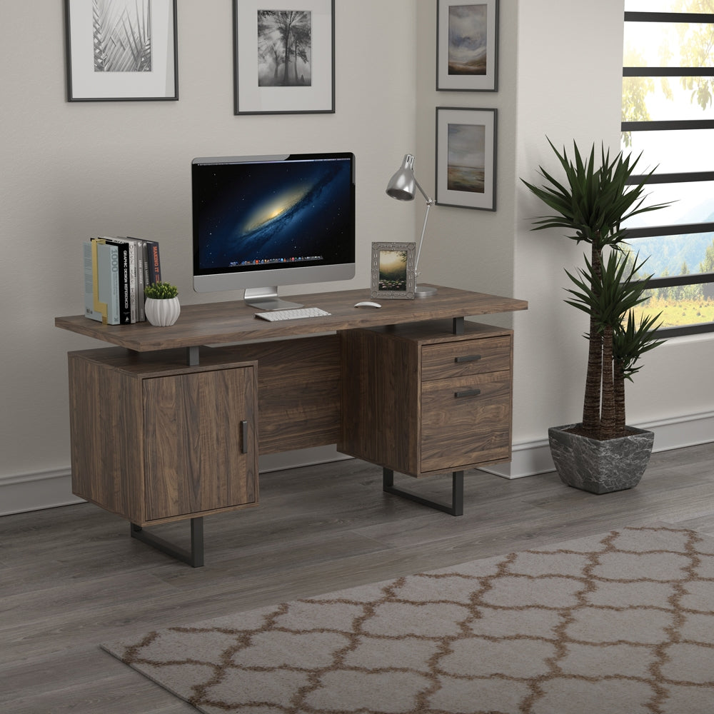 Lawtey Modern Office Desk in Aged Walnut