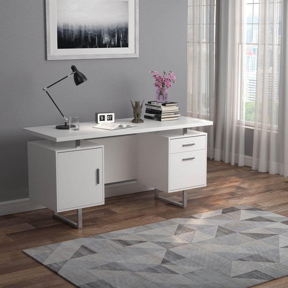 Lawtey Modern Office Desk in Bright White
