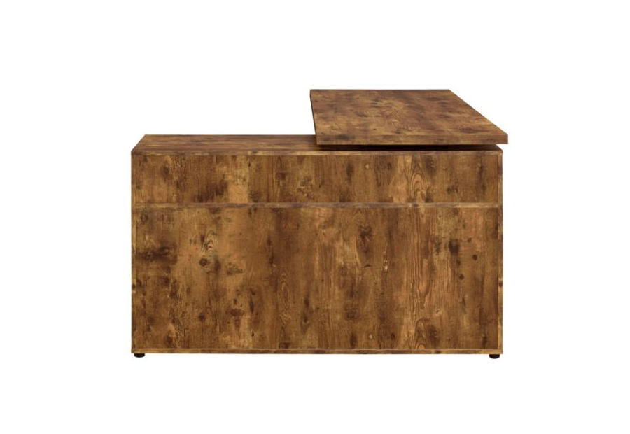 Hertford L-Shape Office Desk With Storage Antique Nutmeg